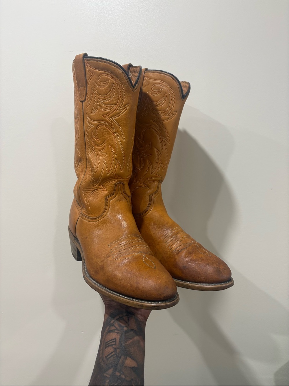 Vintage Leather Western Cowboy Boots